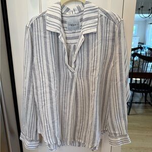 Rails White and Blue Striped Womens  Shirt